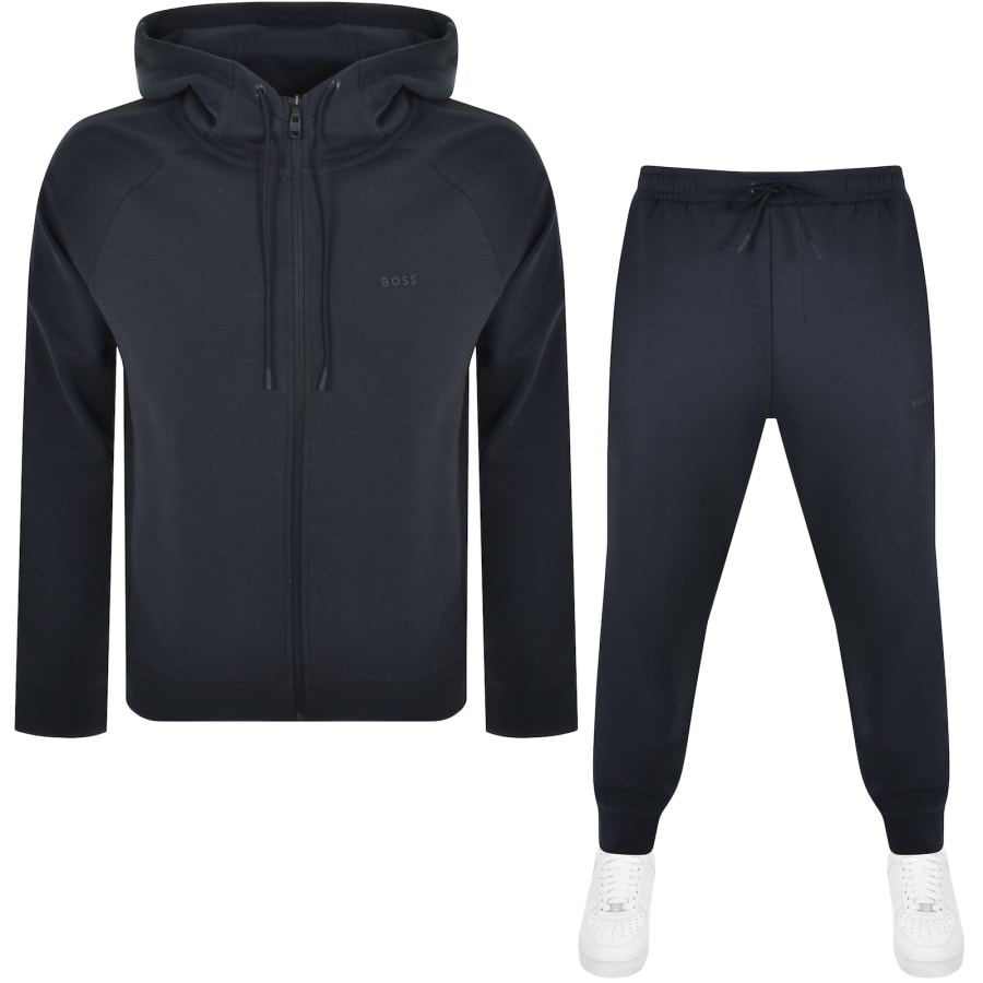 BOSS Hooded Full Zip Tracksuit Set Navy Mainline Menswear Australia